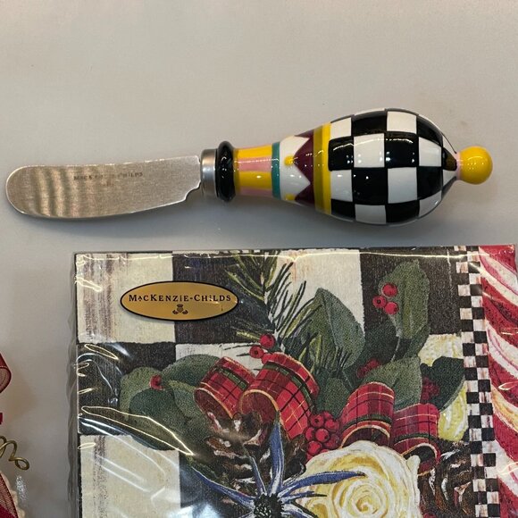 MacKenzie-Childs Hostess Gift Bundle – Courtly Check Cheese Spreader & Holiday N - Picture 11 of 13